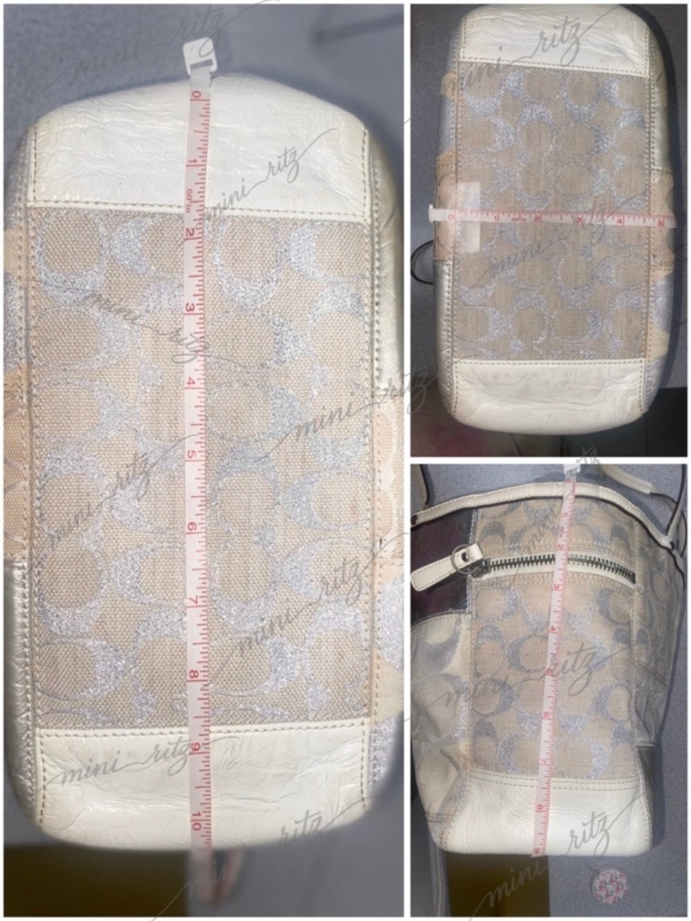 Coach Signature White, Beige and Silver Patchwork Tote GUC - Picture 15 of 15